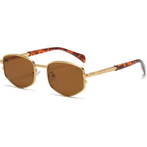 LJCZKA Trendy Square Metal frame Sunglasses for Women Men Retro Polygon Sun Glasses Luxury Classic Shades