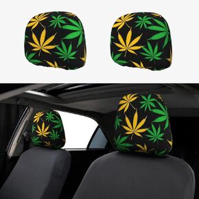 2 Pack Jamaican Love Car Seat Headrest Cover Elastic, Cute Jamaican Car Headrest Protector Seat Cover,Auto Front & Rear Seat Headrest Pads,Universal Fit