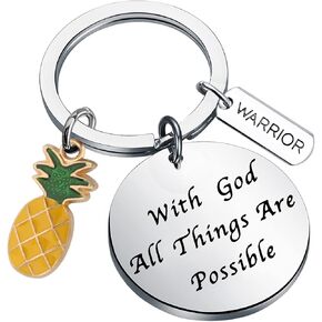 BEKECH IVF Support Gift IVF Infertility Pineapple Lucky Charm Keychain With God All Things Are Possible IVF IUI Gift
