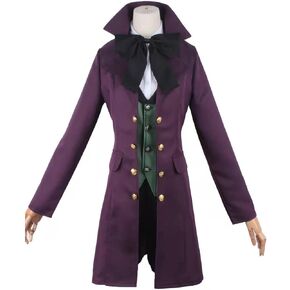 Yejue Alois Trancy Cosplay Costume Purple Tailcoat Formal Uniform Suit with Socks Adult Costume Classical for Men