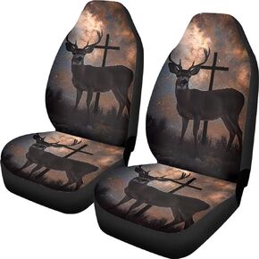Talayituse Horse Hibiscus Print Car Front Seat Cover, Moon Star Design 2 Pack Stretchy Car Seat Cover Soft Bucket Vehicle Seat Protector, Polyester Comfortable Auto Seat Cushion for SUV Van Sedan