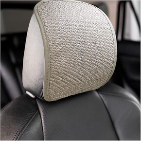 2PCS Car Seat Headrest Cover, Breathable Flexible Auto Head Rest Cover Winter Cozy Pad with Elastic Straps Buckle, Dustproof Headrest Protector Universal Fit to Car Truck SUV (Beige, Plush)