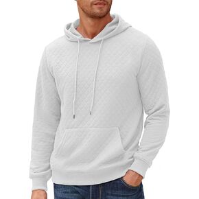 COOFANDY Mens Hooded Sweatshirt Long Sleeve Quilted Sweatshirt Casual Fashion Pullover Hoodies with Pocket