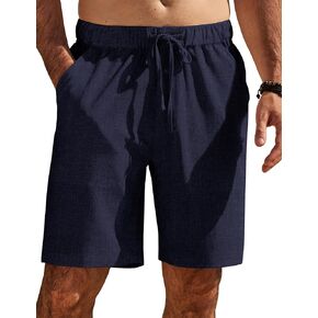 COOFANDY Mens Casual Shorts Elastic Waist Drawstring Shorts Summer Beach Linen Shorts in Kuwait