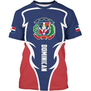 Dominican Flag T-Shirt Dominican Emblem Tee Printed Crewneck Short Sleeve Casual Sports Top Jersey Unisex