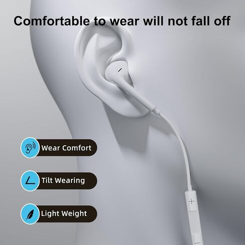 سماعات رأس USB C سلكية لسلسلة iPhone 16/15، لجهاز iPad Pro Air 5/4/Mini 6/iPad 10th، سماعات أذن من النوع C لجهاز MacBook Pro/air، ميكروفون التحكم، مستوى الصوت، الموسيقى in Kuwait