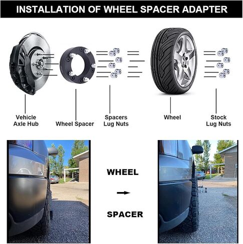 VLAOSCHI Black Forged 6x5.5 to 5x5.5 Wheel Adapters 2 Inch with 14x1.5 Studs Compatible with Chevy-GMC-Toyota 6 Lug to 5 Adapter (5x139.7 Rims on 6x139.7 Truck) - Pack of 4 in Kuwait