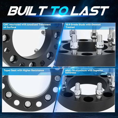 8x170 to 8x6.5 1.5 inch Wheel Spacers 125mm Bore for 1999-2022 F250 F350 & Super Duty (Only with M14x1.5 Lugs), 14x1.5 Studs 8 Lugs Wheel Adapters fits 2003-2005 Excursion, Set of 4 in Saudi Arabia