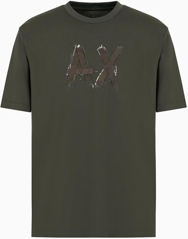 Armani Exchange Men's Ribbon Ax Logo with Camo Outline Regular Fit Heavy Jersey Tee in Kuwait