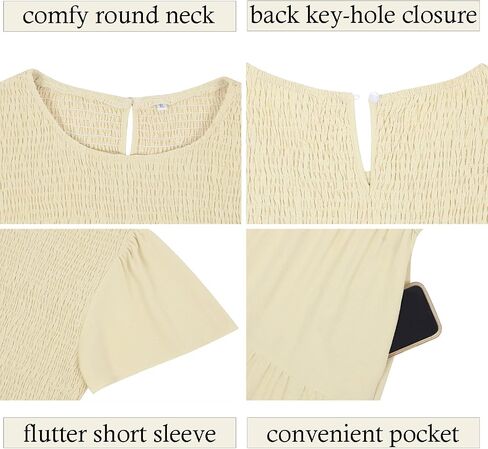 Anna-Kaci Women's Plus Size Casual Round Neck Flutter Short Sleeve Elastic Waist Smocked Tiered Maxi Dress in Saudi Arabia