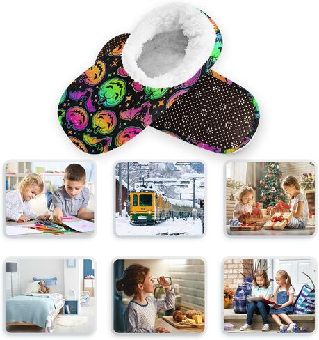 Kids Boys Girls Slippers Soft Memory Foam Indoor Toddler House Slipper Non Slip Spa Travel Household Shoes for Winter Home Bedroom Leopard Dinosaurs in Saudi Arabia