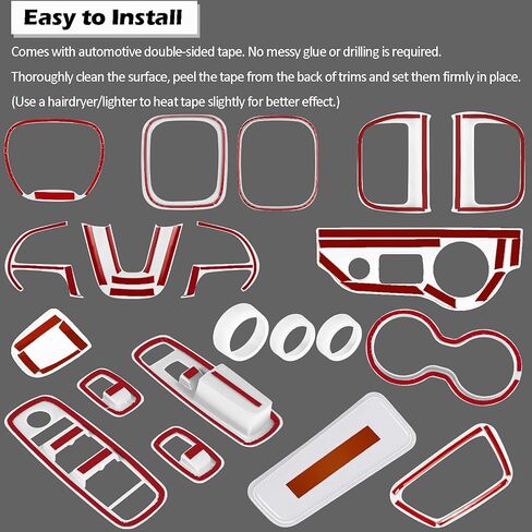 20PCS Full Set Interior Accessories Trim Kit fit for Dodge Charger 2015-2024 | Headlight Window Lift Control Switches Gear Shift Cup Holder Air Conditioning Vent Outlets Covers (White) in Kuwait