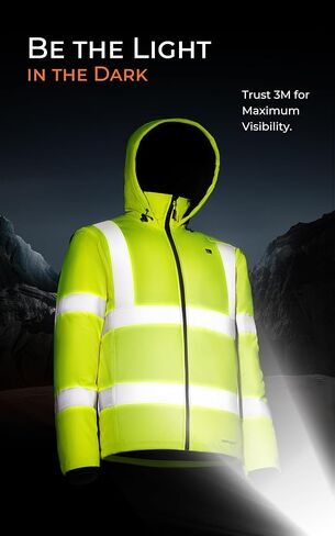 Heated Safety Jacket for Men with Battery, Class 3 Hi-Vis Waterproof Safety Coat with 3M Reflective Tape in Saudi Arabia