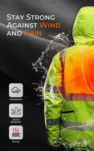 Heated Safety Jacket for Men with Battery, Class 3 Hi-Vis Waterproof Safety Coat with 3M Reflective Tape in Saudi Arabia
