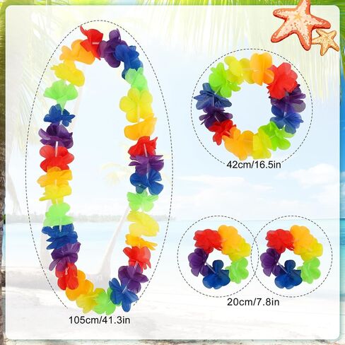 Pusuny 2 Sets Hawaiian Hula Grass Skirt for Luau Party Costume Set Hawaiian Leis for Luau Tropical Beach Party Decorations in Saudi Arabia