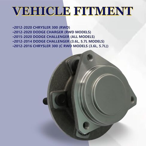513325 Front Wheel Bearing and Hub Assembly, Compatible with 2012-2020 Chrysler 300 (RWD) 2012-2020 Dodge Charger (RWD Models) 2012-2016 Chrysler 300 (C RWD Models (3.6L, 5.7L)) in Kuwait