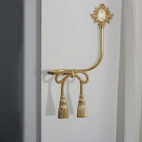Gold Curtain Drapery Holdbacks,2pcs Brass Curtain Holdbacks,Home Curtain Decoration for Curtains,Bow Style Curtain Tiebacks for Living Room (Left 1pc) in Saudi Arabia