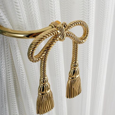 Gold Curtain Drapery Holdbacks,2pcs Brass Curtain Holdbacks,Home Curtain Decoration for Curtains,Bow Style Curtain Tiebacks for Living Room (Left 1pc) in Saudi Arabia