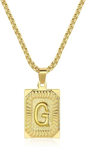 Initial Letter Necklace for Men, 22 inch Initial Pendant Necklace Chain, Dog Tag Chain Jewelry Fathers Day Dad Gifts Birthday Christmas Gifts, Stainless Steel in Saudi Arabia