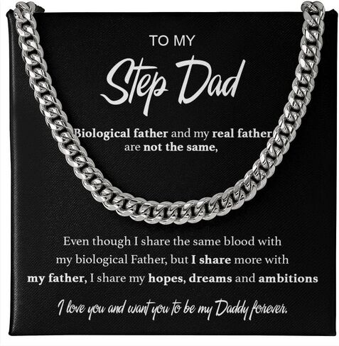 To My Step Dad Necklace, Cuban Link Chain Necklace Gifts for Men Him, Cuban Pendant Necklaces for Men Anniversary Birthday Christmas Gifts for Daddy from Daughter and Son, Gift For Step Dad Necklace in Saudi Arabia