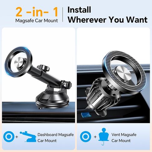 for MagSafe Car Mount【 Windshield + Vent + Dash 】 Magnetic Phone Holder for Car Phone Holder Mount Cell Phone Holders for Your Car Truck Suction Car Phone Mount for iPhone 16 Pro Max 15 14 13 12 Plus in Kuwait