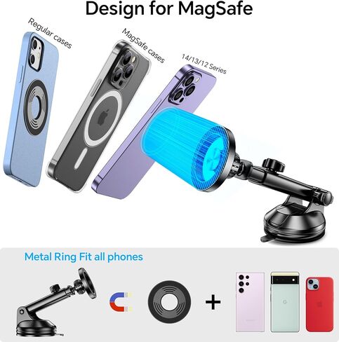 for MagSafe Car Mount【 Windshield + Vent + Dash 】 Magnetic Phone Holder for Car Phone Holder Mount Cell Phone Holders for Your Car Truck Suction Car Phone Mount for iPhone 16 Pro Max 15 14 13 12 Plus in Kuwait