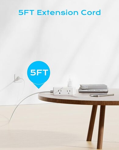 UK Travel Plug Adapter, Olcorife US to UK Ireland Type G Plug Adapter, International Power Strip with 8 Outlets and 4 USB(1 USB-C), 5 FT Cord for UK Ireland Dubai Hongkong in Kuwait