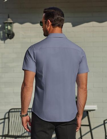 COOFANDY Men's Casual Dress Shirts Short Sleeve Button Down Shirts Summer Untucked Dress Shirts with Pocket in Saudi Arabia