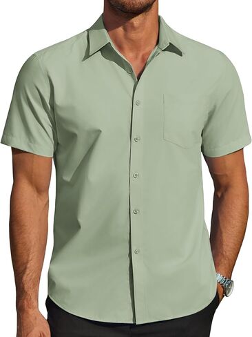 COOFANDY Men's Casual Dress Shirts Short Sleeve Button Down Shirts Summer Untucked Dress Shirts with Pocket in Saudi Arabia