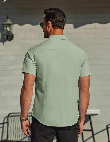 COOFANDY Men's Casual Dress Shirts Short Sleeve Button Down Shirts Summer Untucked Dress Shirts with Pocket in Saudi Arabia