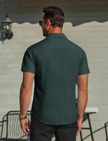 COOFANDY Men's Casual Dress Shirts Short Sleeve Button Down Shirts Summer Untucked Dress Shirts with Pocket in Saudi Arabia