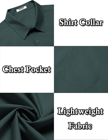 COOFANDY Men's Casual Dress Shirts Short Sleeve Button Down Shirts Summer Untucked Dress Shirts with Pocket in Saudi Arabia