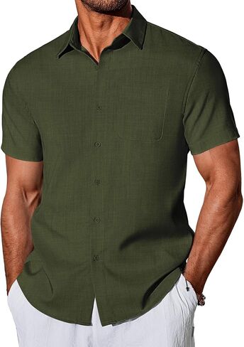 COOFANDY Shirts for Men Short Sleeve Button Down Shirt Casual Summer Beach Shirts in Saudi Arabia