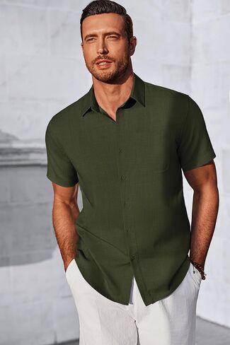 COOFANDY Shirts for Men Short Sleeve Button Down Shirt Casual Summer Beach Shirts in Saudi Arabia