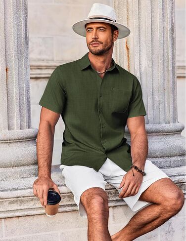 COOFANDY Shirts for Men Short Sleeve Button Down Shirt Casual Summer Beach Shirts in Saudi Arabia