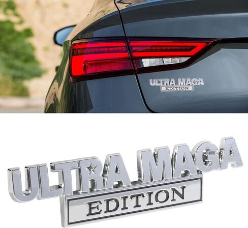 Ultra MAGA Edition Emblems,Car Accessories Decals for Vehicles,Car Emblem,Vehicle Decals,Metal Decals for Cars with Strong Adhesive,Exterior Compatible for All Car Model (Silver&Black) in Saudi Arabia