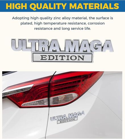 Ultra MAGA Edition Emblems,Car Accessories Decals for Vehicles,Car Emblem,Vehicle Decals,Metal Decals for Cars with Strong Adhesive,Exterior Compatible for All Car Model (Silver&Black) in Saudi Arabia