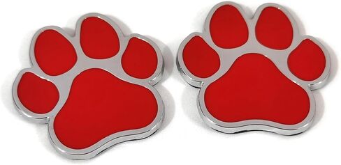 PTDecals 2 PCS Red Chrome Metal Paw Print Car Emblem Decal Badge Dog Paws Footprint Metal Sticker for Auto Motorcycle Computer Home Decoration in Saudi Arabia