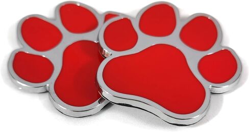 PTDecals 2 PCS Red Chrome Metal Paw Print Car Emblem Decal Badge Dog Paws Footprint Metal Sticker for Auto Motorcycle Computer Home Decoration in Saudi Arabia