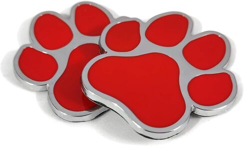 PTDecals 2 PCS Red Chrome Metal Paw Print Car Emblem Decal Badge Dog Paws Footprint Metal Sticker for Auto Motorcycle Computer Home Decoration in Saudi Arabia