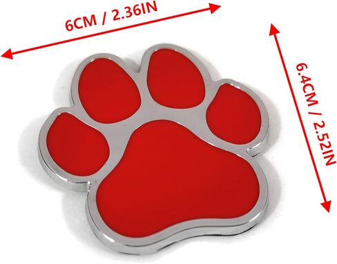PTDecals 2 PCS Red Chrome Metal Paw Print Car Emblem Decal Badge Dog Paws Footprint Metal Sticker for Auto Motorcycle Computer Home Decoration in Saudi Arabia