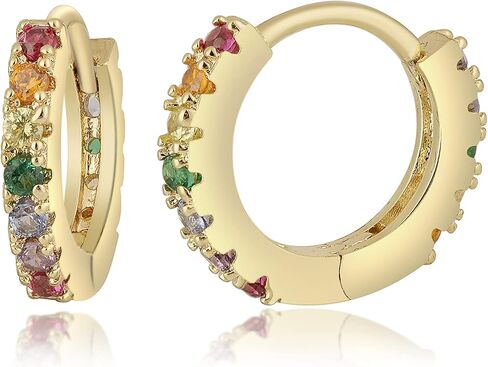 Tiny Hypoallergenic 14K Gold Plated Cubic Zirconia Cuff Huggie Stud,Small Simple Lightweight Double Piercing Helix Hoop Earrings For Women in Saudi Arabia