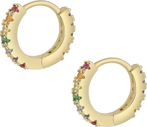 Tiny Hypoallergenic 14K Gold Plated Cubic Zirconia Cuff Huggie Stud,Small Simple Lightweight Double Piercing Helix Hoop Earrings For Women in Saudi Arabia