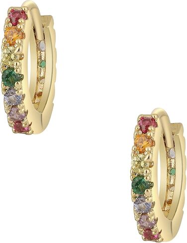 Tiny Hypoallergenic 14K Gold Plated Cubic Zirconia Cuff Huggie Stud,Small Simple Lightweight Double Piercing Helix Hoop Earrings For Women in Saudi Arabia