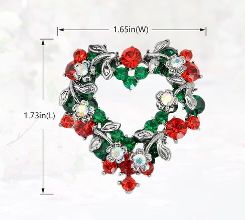 Gyn&Joy Emerald Red Colored Crystal Flower Heart Wreath Brooch Pin in Kuwait