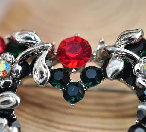 Gyn&Joy Emerald Red Colored Crystal Flower Heart Wreath Brooch Pin in Kuwait