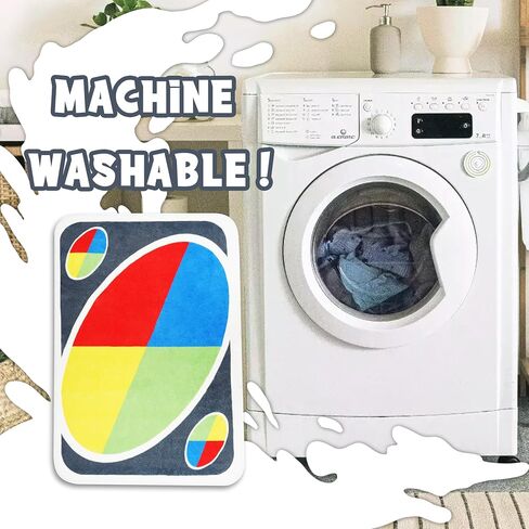 UNO Card Bathroom Rug, Character Rugs 2x3 Non Slip Washable Bedroom Rug, Cool Rugs for Living Room Funny Trippy Rugs for Bedroom Fun Unique Absorbent Rugs for Bathroom Shower Bedroom Floor Decor in Saudi Arabia