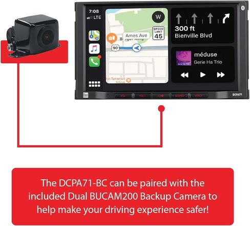 Dual Electronics DCA73W-BC 7-inch Certified Apple CarPlay Android Auto Wired or Wireless | Double DIN Touchscreen Car Stereo Radio | Bluetooth | Backup Camera Included | USB Playback & Charge in Kuwait