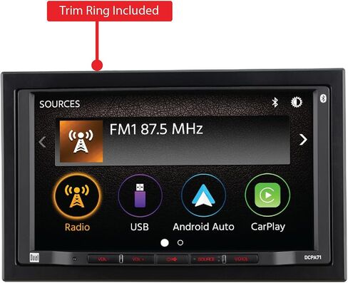 Dual Electronics DCA73W-BC 7-inch Certified Apple CarPlay Android Auto Wired or Wireless | Double DIN Touchscreen Car Stereo Radio | Bluetooth | Backup Camera Included | USB Playback & Charge in Kuwait