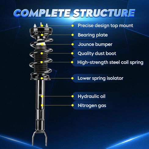مجموعة الصدمات الأمامية مع زنبرك ملفوف متوافق مع دودج تشالنجر 2012-2014 و2015-2022 3.6 لتر، شاحن RWD 2012-2022، استبدال 172665، يسار ويمين، قطعتان in Kuwait